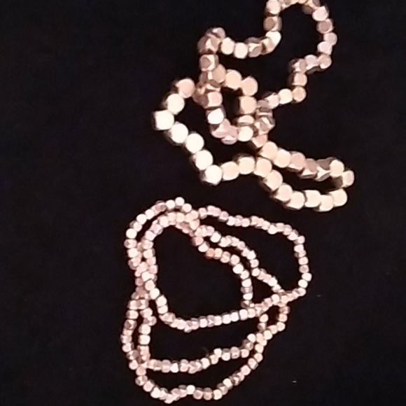 Silver beaded stretchy set of bracelets - Picture 2 of 2